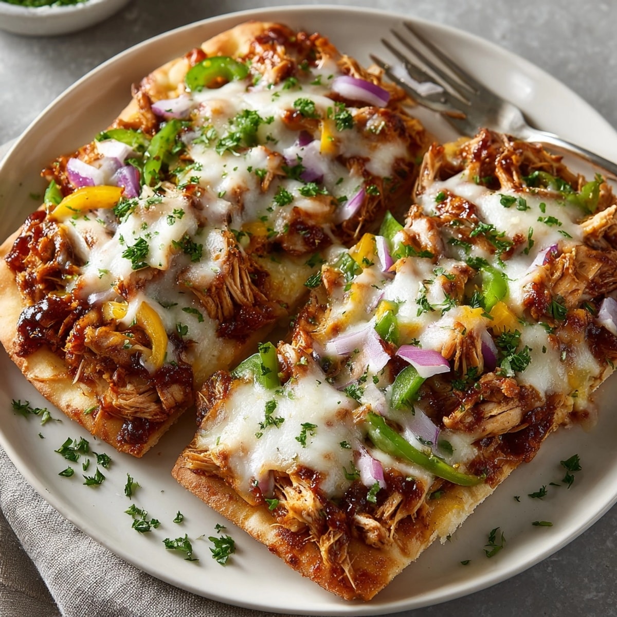 BBQ Chicken Flatbread Melts are cheesy, smoky, and perfect for game day snacking.
