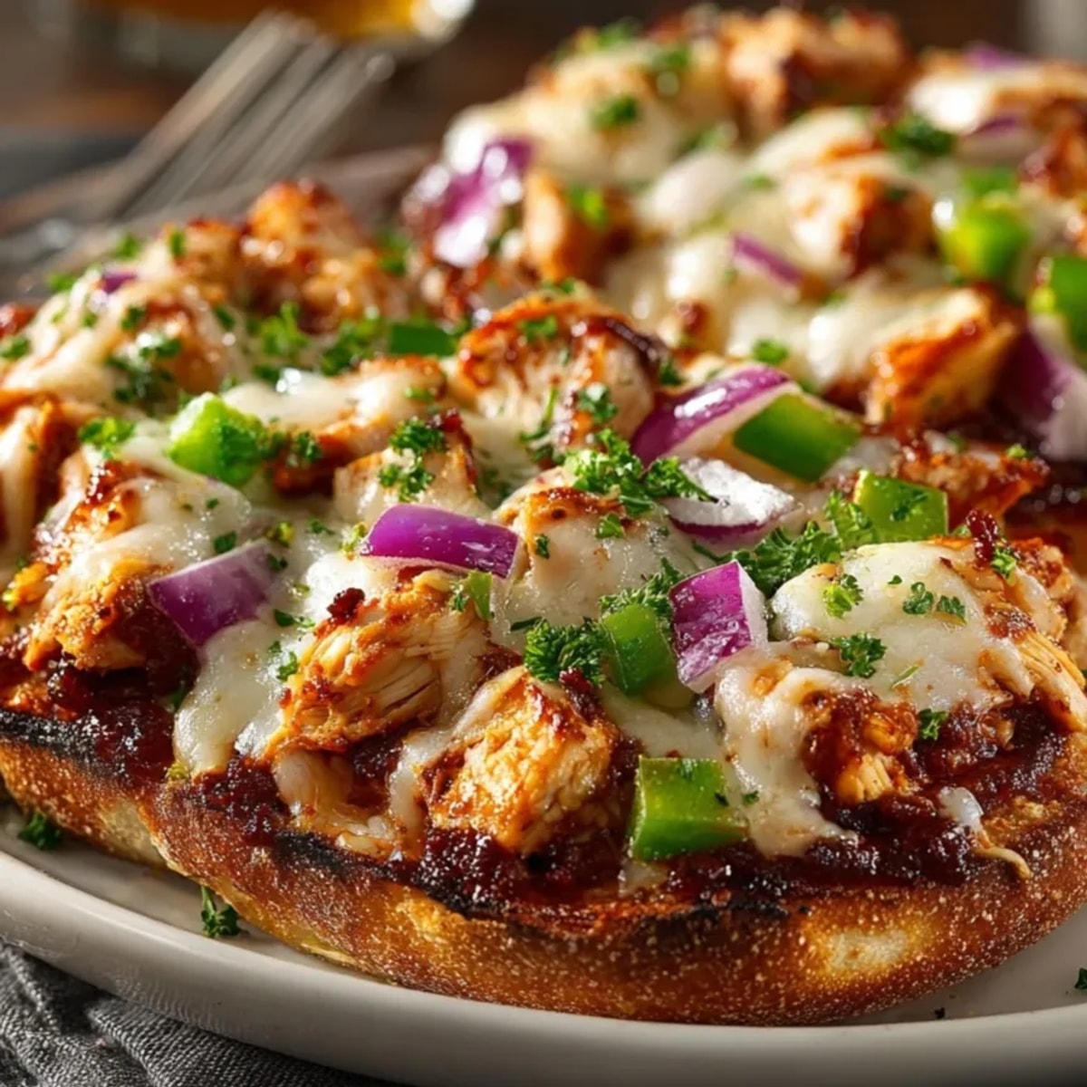 Grilled BBQ Chicken Flatbread Melts: A delicious, easy weeknight dinner everyone will love.