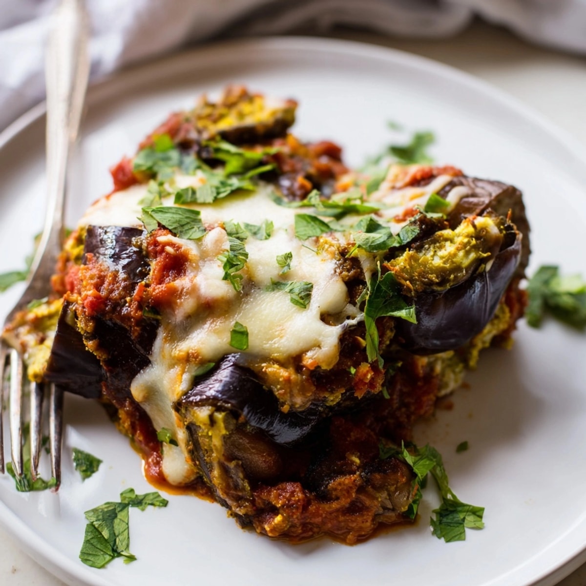 Savory and spiced Avocado Eggplant Curry Bake: a fragrant, vegetarian family dinner.