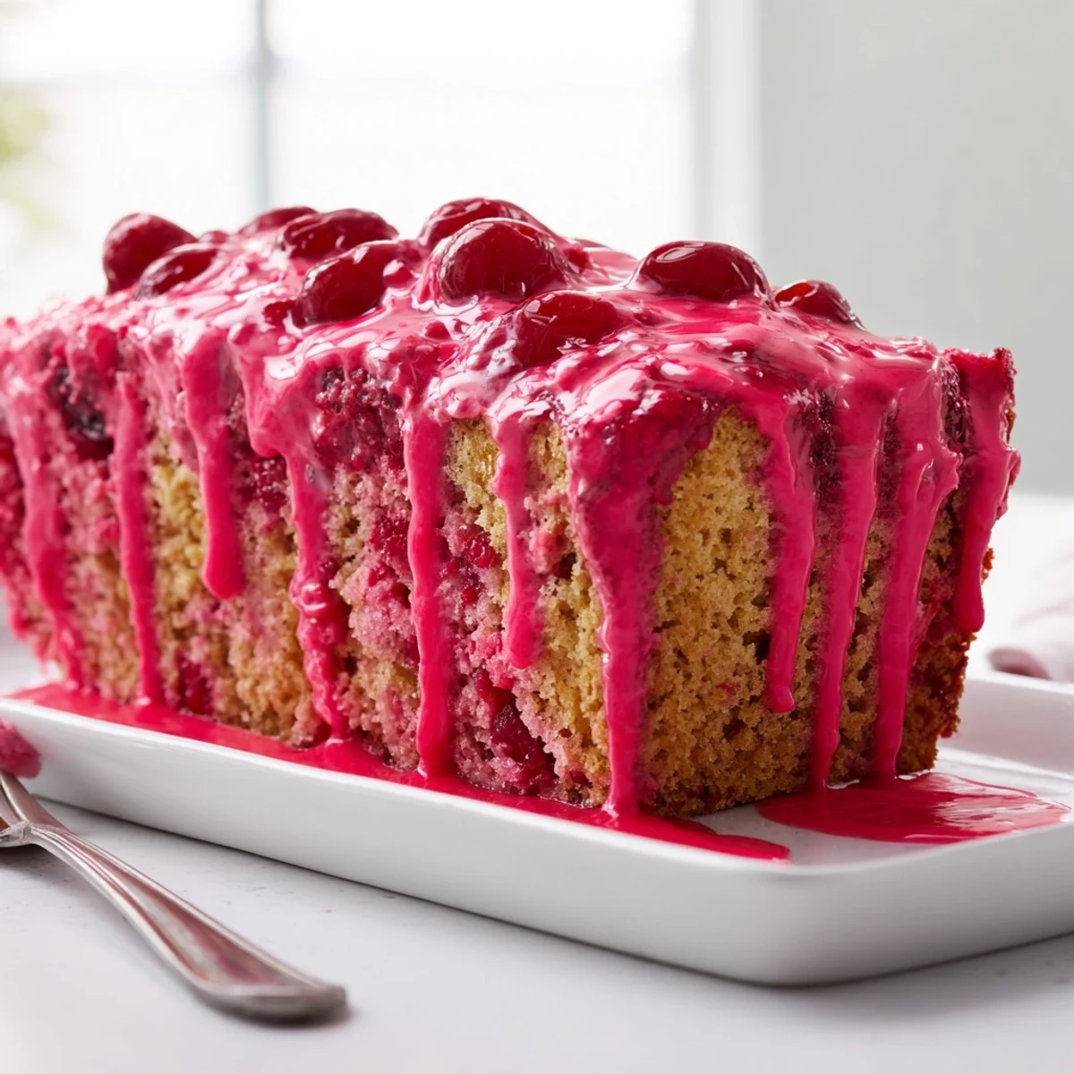 Decadent Monster Energy Cherry Soda Bar Cakes drizzled with vibrant cherry glaze 