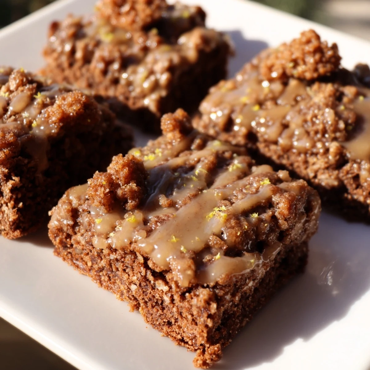 Warm, spiced Gingerbread Crumble Bars with a bright lemon glaze, offering a taste of the season.