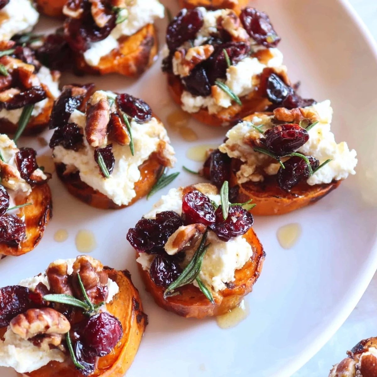 These Express Holiday Sweet Potato Rounds feature tender, roasted rounds brightened with cranberries and pecans.