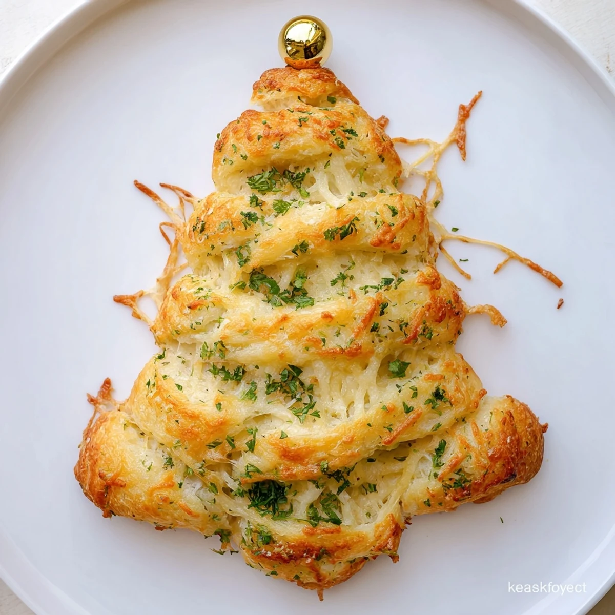 Warm, herb-infused Budget Christmas Crescent Roll Trees, ready to eat, arranged in a Christmas tree shape, perfect for sharing.