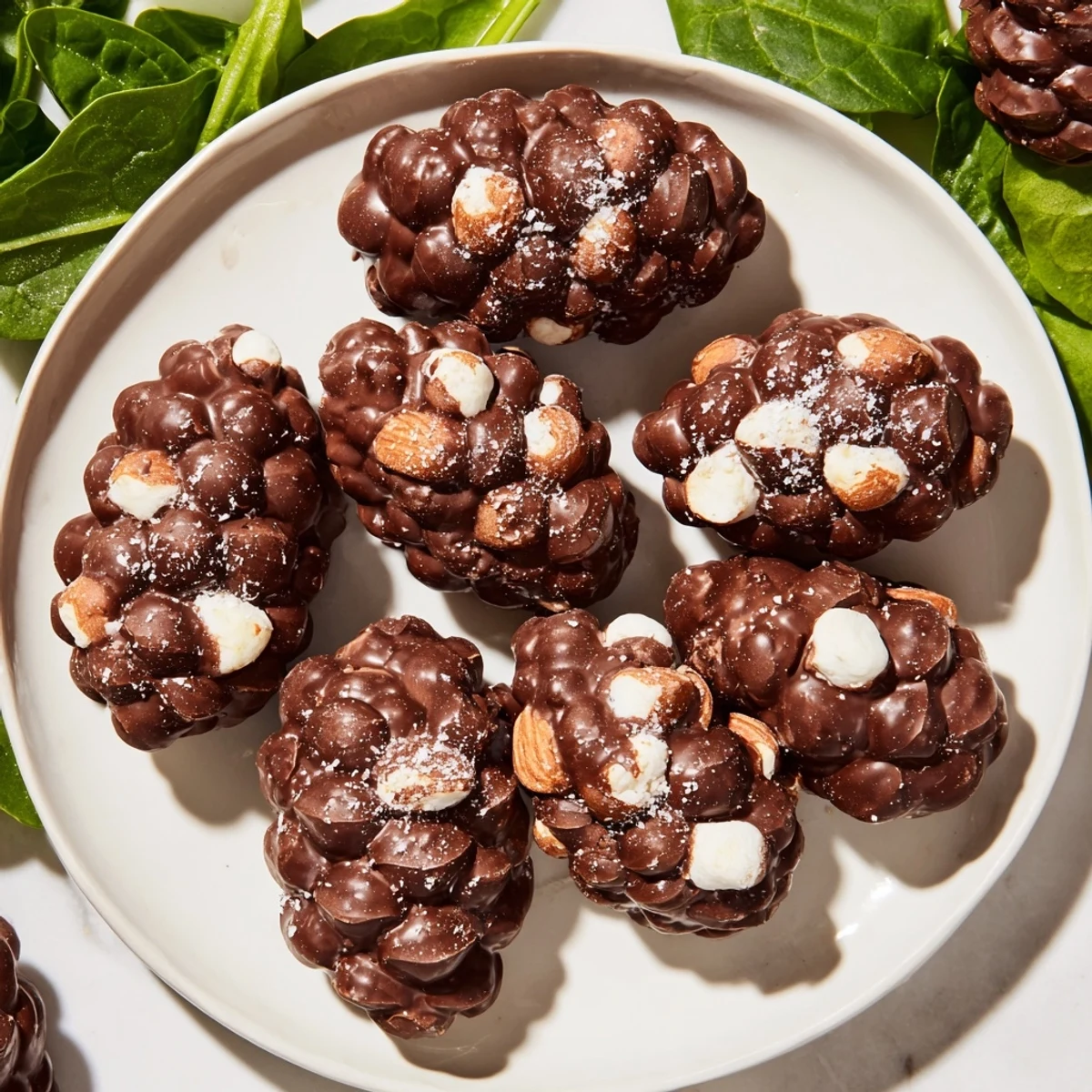 A close-up of a delightful Coco Pop Chocolate Pinecone Dessert Salad, a whimsical dessert arrangement for any occasion.