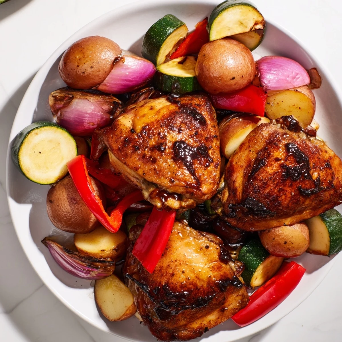Vibrant image of a flavorful Black Garlic and Balsamic Chicken Sheet Pan, ideal for a gluten-free and easy weeknight meal.