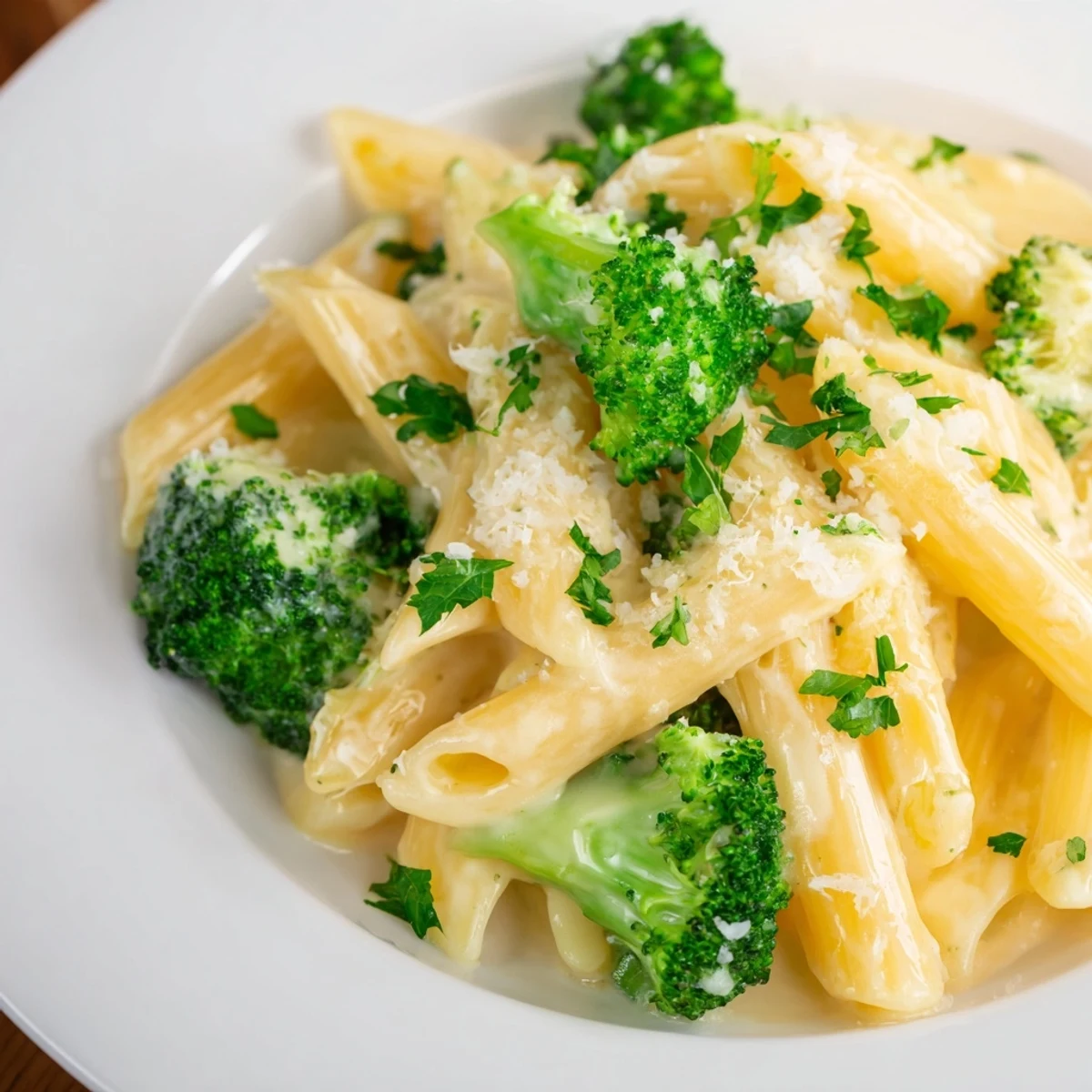 Golden Cream Cheese Garlic Pasta coated with melted Parmesan, rich and savory, ready to be devoured tonight.