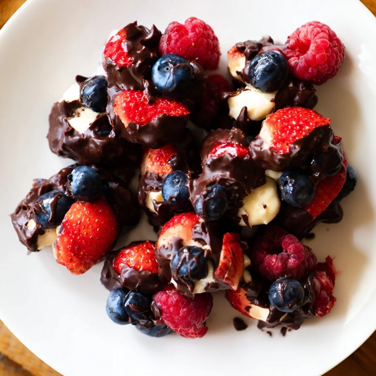 Frozen Chocolate Yogurt Clusters, a refreshing snack with a delightful snap from the cold dark chocolate shell.