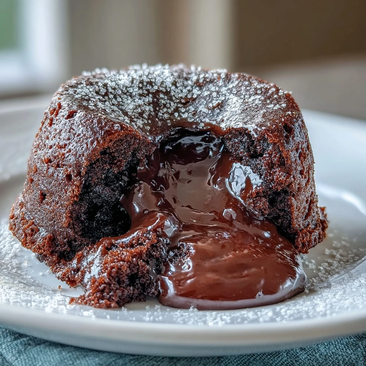 Freshly baked individual Chocolate Lava Cakes with Espresso paired with a scoop of vanilla ice cream on a dessert plate.