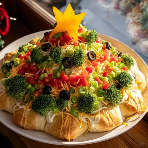 Easy Christmas Tree Veggie Pizza