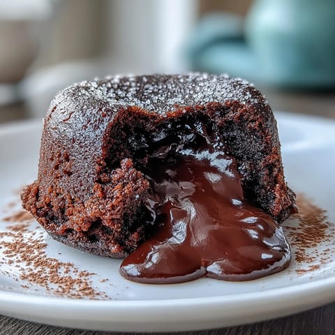 Four ramekins of warm Chocolate Lava Cakes with Espresso, featuring molten chocolate centers, ready to be served.
