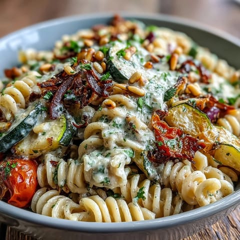 Whole wheat pasta tossed in a protein-packed cannellini bean sauce, loaded with caramelized roasted vegetables, ready in 45 minutes for a healthy weeknight meal.
