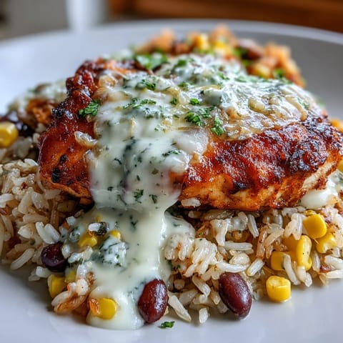 Fresh cilantro and lime wedges frame the Mexican chicken and rice for a vibrant dinner plate.