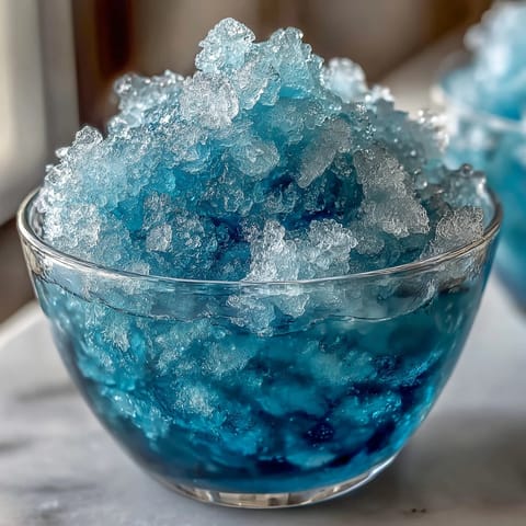 Blue Raspberry Lemonade Slushie with frosty ice and vibrant blue swirls, a tangy and sweet summer drink perfect for cooling off.