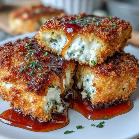 Crispy breaded feta with honey and herbs, golden panko crust baked to perfection.