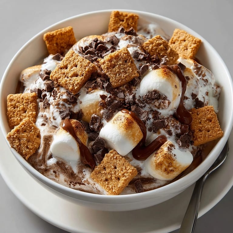Cinnamon Sugar Graham Cracker S'mores Dip: melty marshmallows, chocolate, and cinnamon graham crackers.
