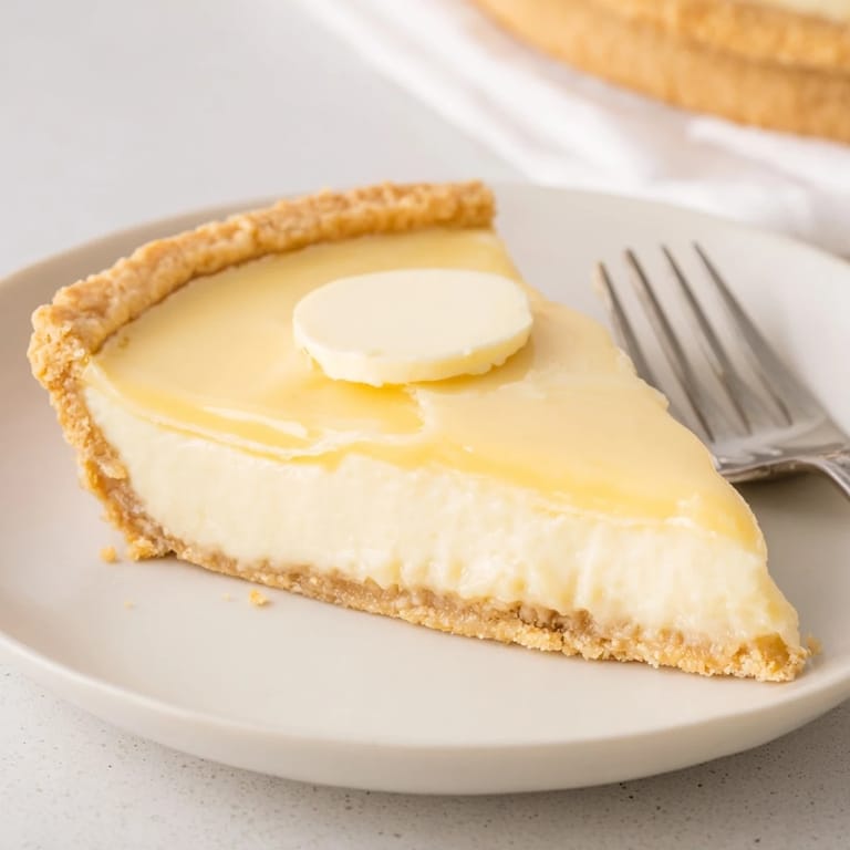 Nostalgic water pie, a creamy custard dessert, perfect with whipped cream.