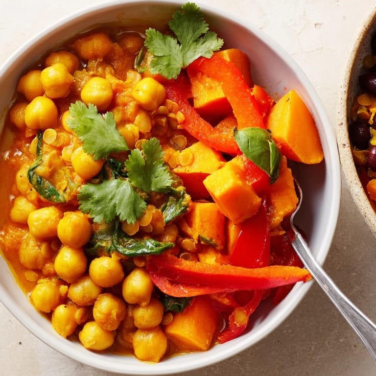 A delicious Single-Pan Global Curries dish, filled with spices and colorful vegetables.  
