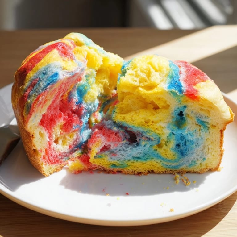 Colorful cloud bread inspired by rainbows, perfect for tasty sandwich creations.