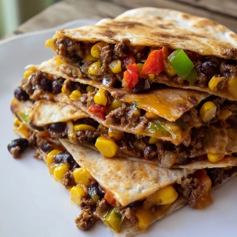 Crispy Sheet Pan Quesadillas with Beef, a family-friendly Mexican-inspired meal, perfect with salsa and sour cream.