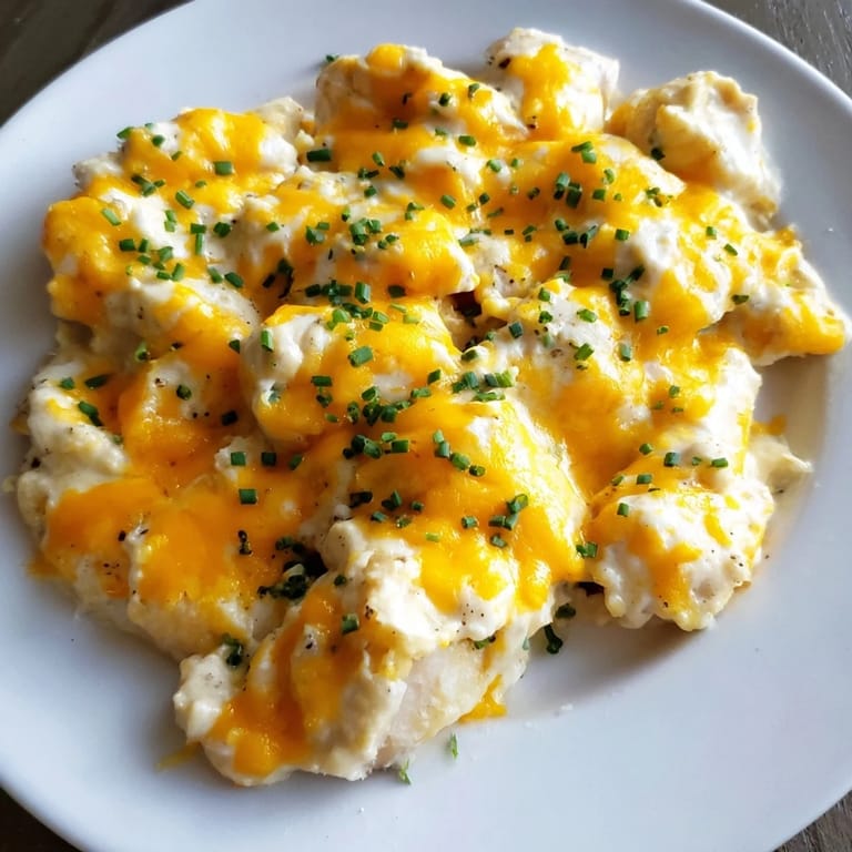 Creamy ranch coats juicy baked chicken breasts, part of a delicious Cheddar Ranch Chicken Bake meal.