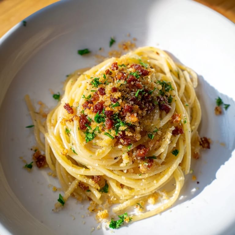 Imagine the aroma: This comforting Garlic Butter Pasta is tossed with crispy bacon, a true treat.