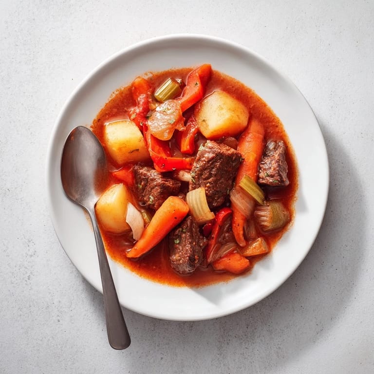 Imagine the aroma: hearty Smoked Paprika & Garlic Beef Stew, ready to warm you on a chilly evening.