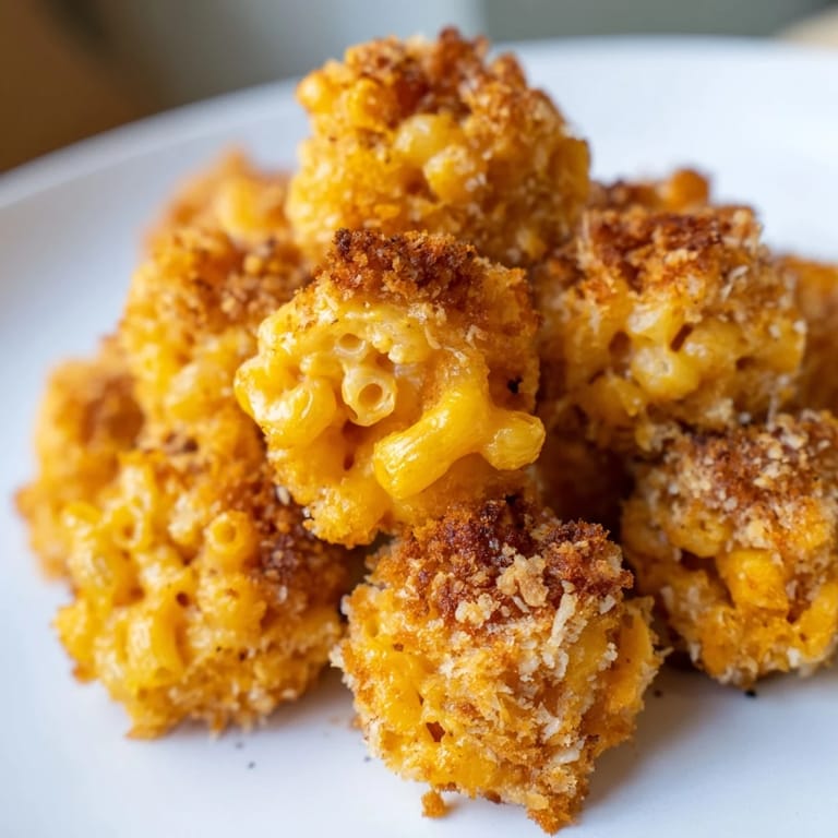Deliciously cheesy ditalini mac and cheese bites, freshly baked and ready to eat, are presented here.