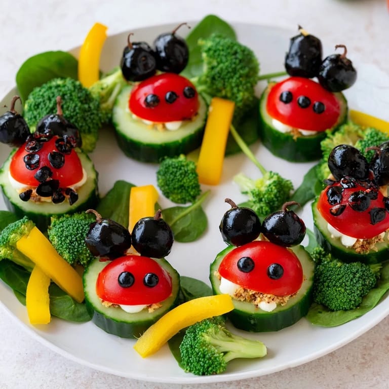 This delightful Ladybug Garden Platter bursts with fresh flavors and offers a visually appealing spread.