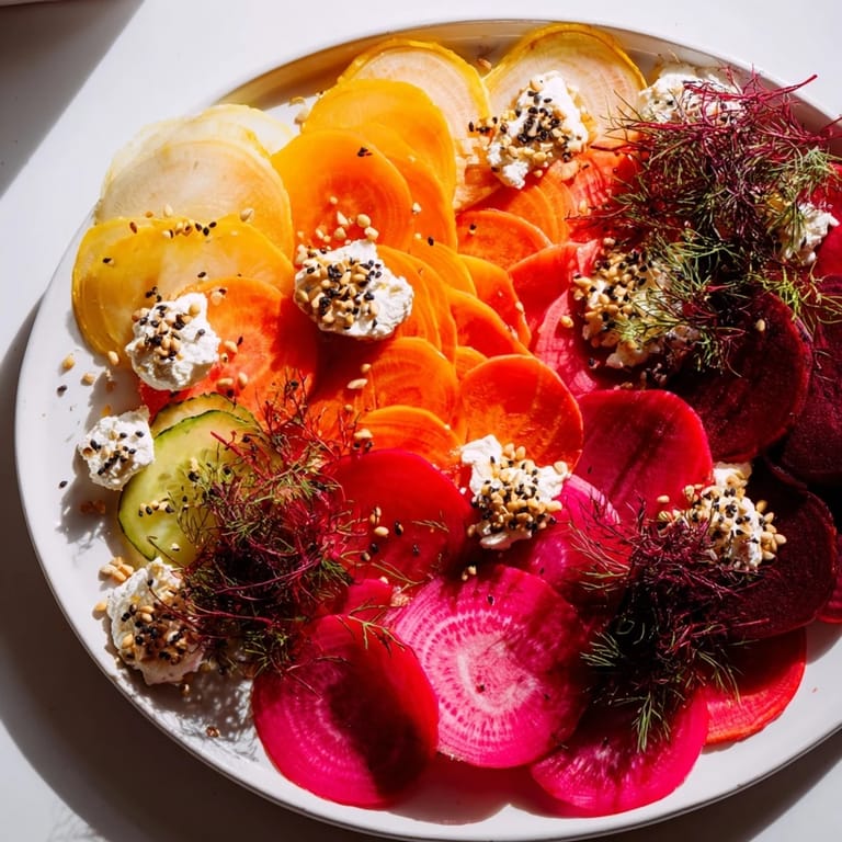 Fresh The Kinetic Motion Blur: goat cheese amidst a motion blur of vegetables, enhanced with sesame seeds.