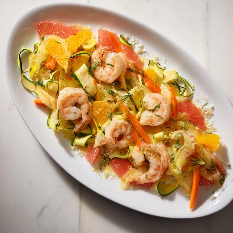 Savory The Coral Reef recipe with cooked shrimp, citrus, and melted cheese ready for a flavorful bite.