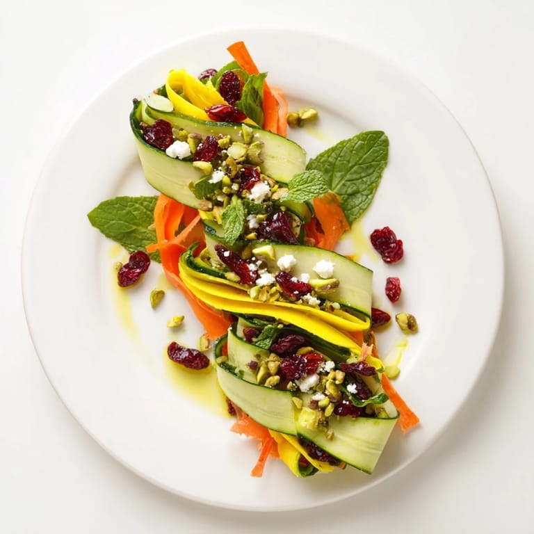 Fresh, colorful Pistachio and Cranberry Ribbon Salad, a vegetarian delight with crunchy pistachios and sweet cranberries.