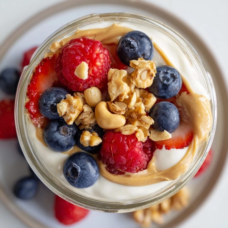 Beautifully layered Cashew Butter Yogurt Parfaits offer a delicious and healthy gluten-free breakfast idea.