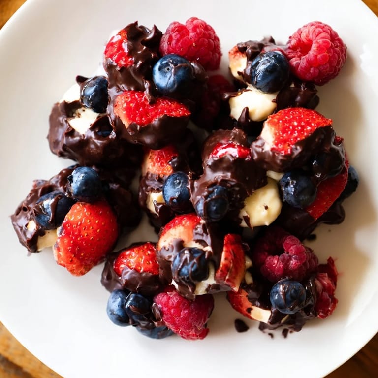 Frozen Chocolate Yogurt Clusters, a refreshing snack with a delightful snap from the cold dark chocolate shell.