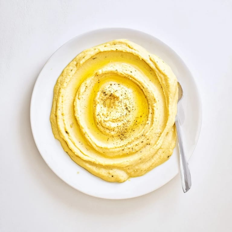 Smooth and rich Chickpea Curry Paste garnished with spices, perfect as a vegan dip or spread.