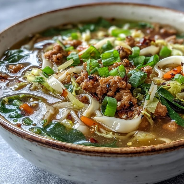Quick weeknight Cozy One-Pot Egg Roll Soup with crunchy cabbage and carrots for a comforting meal.
