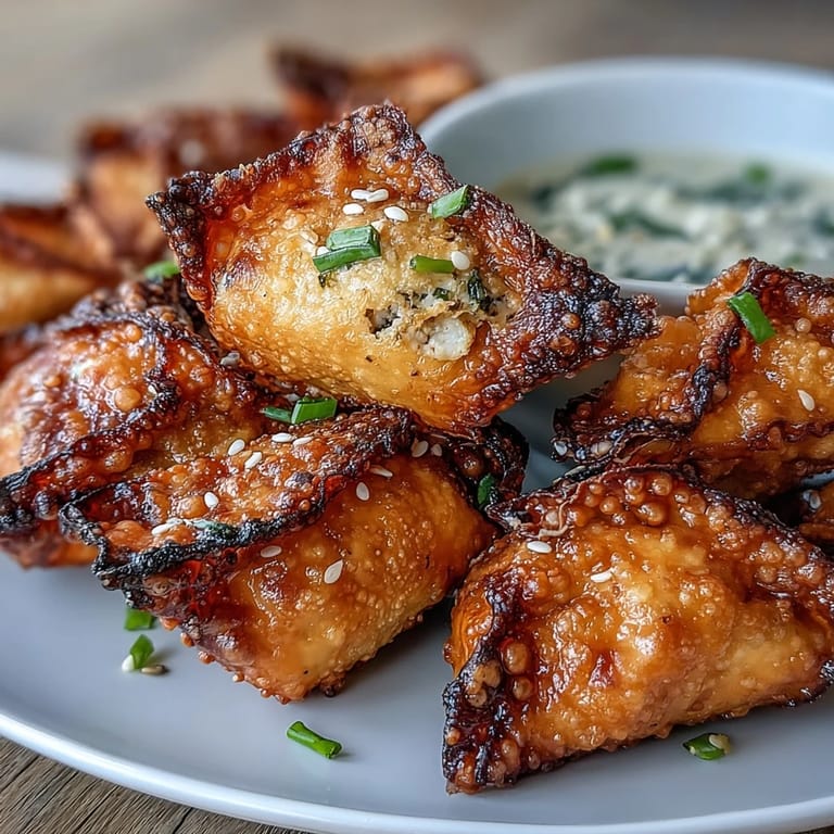 Crunchy, golden-brown rice paper dumplings stuffed with umami-rich tofu and fresh vegetables, served hot with soy sauce for dipping.  