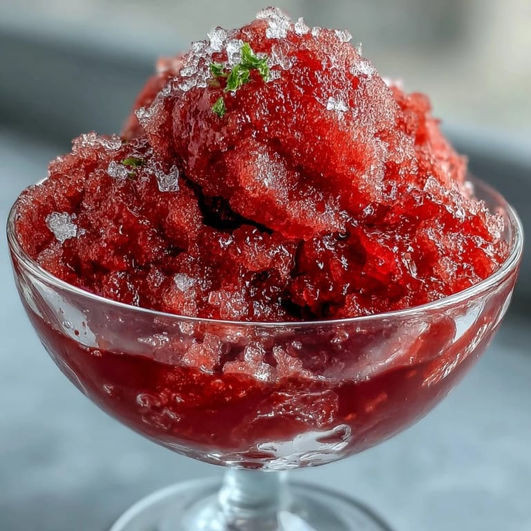 Refreshing strawberry sorbet infused with zesty lime and white rum, perfect for warm summer evenings or cocktail-inspired desserts.
