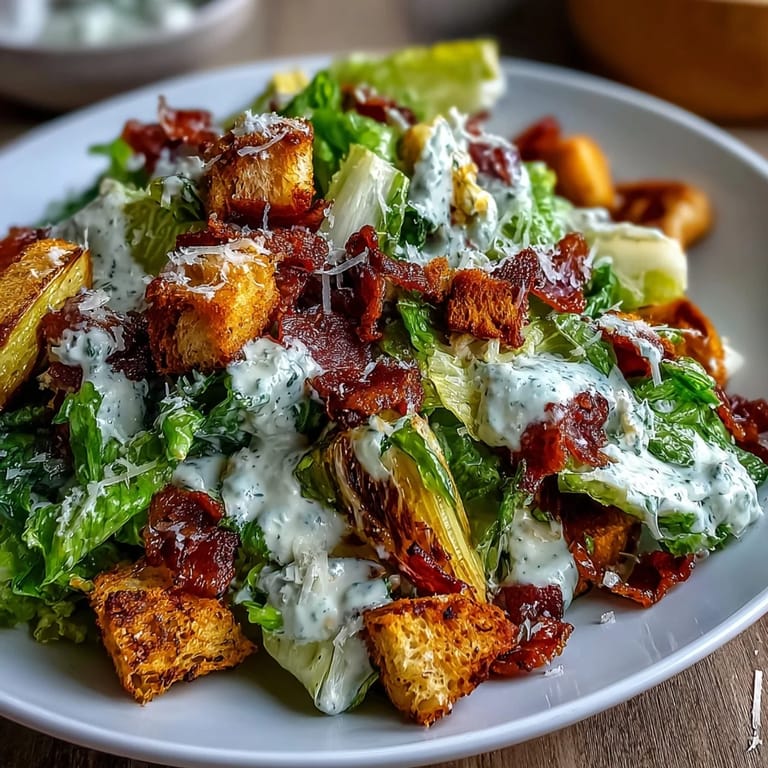 Refreshing celery and romaine salad topped with golden homemade croutons and savory Parmesan cheese.