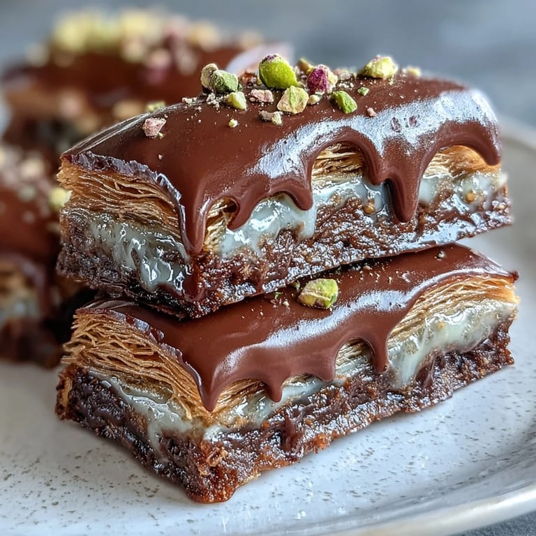 Luxurious Dubai chocolate bark with golden kataifi, pistachio cream, and crunchy nuts for a Middle Eastern twist.